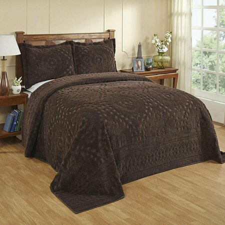 BETTER TRENDS 120 x 110 in. Rio Chenille Bedspread, Chocolate - King BE394282